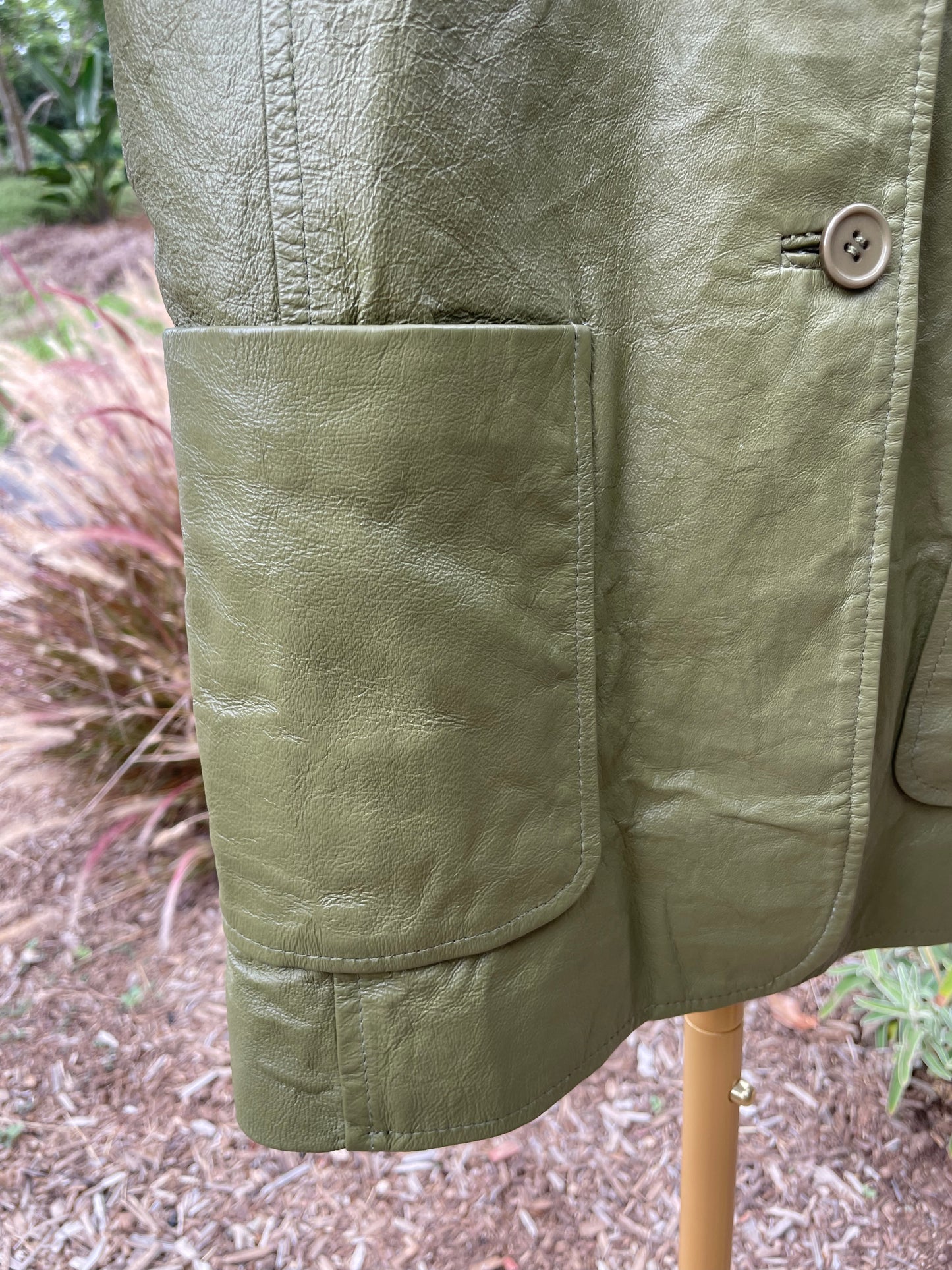 PORTER Green Leather Jacket by MetroStyle tag size L