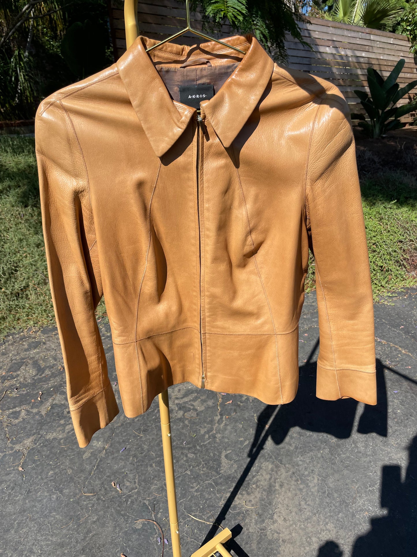 PORTER Buttery Light Tan Leather Fitted Jacket size S-M