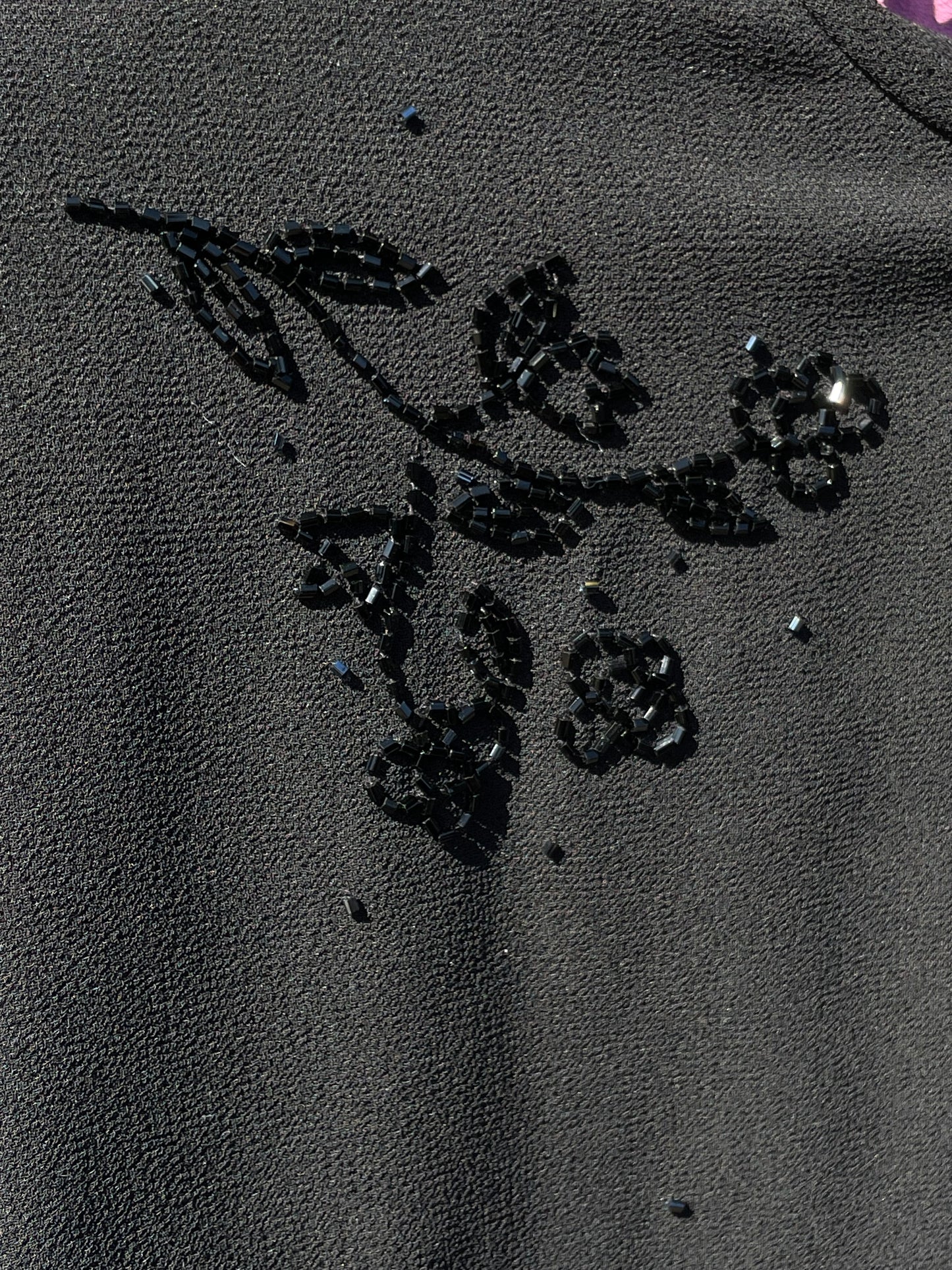 PORTER Black Beaded Detail Cropped Sheer Jacket size 10p