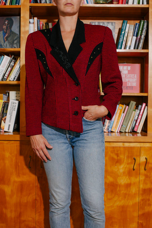 PORTER Red and Black Cropped from Italy Size 38