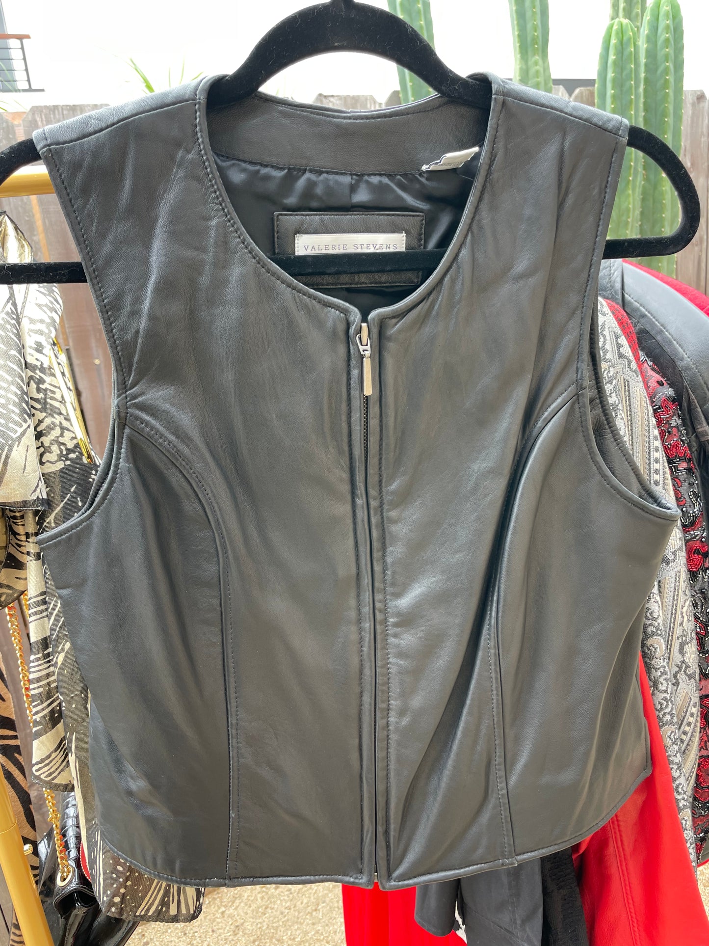 PORTER Soft Black Lambskin Leather Vest Size M