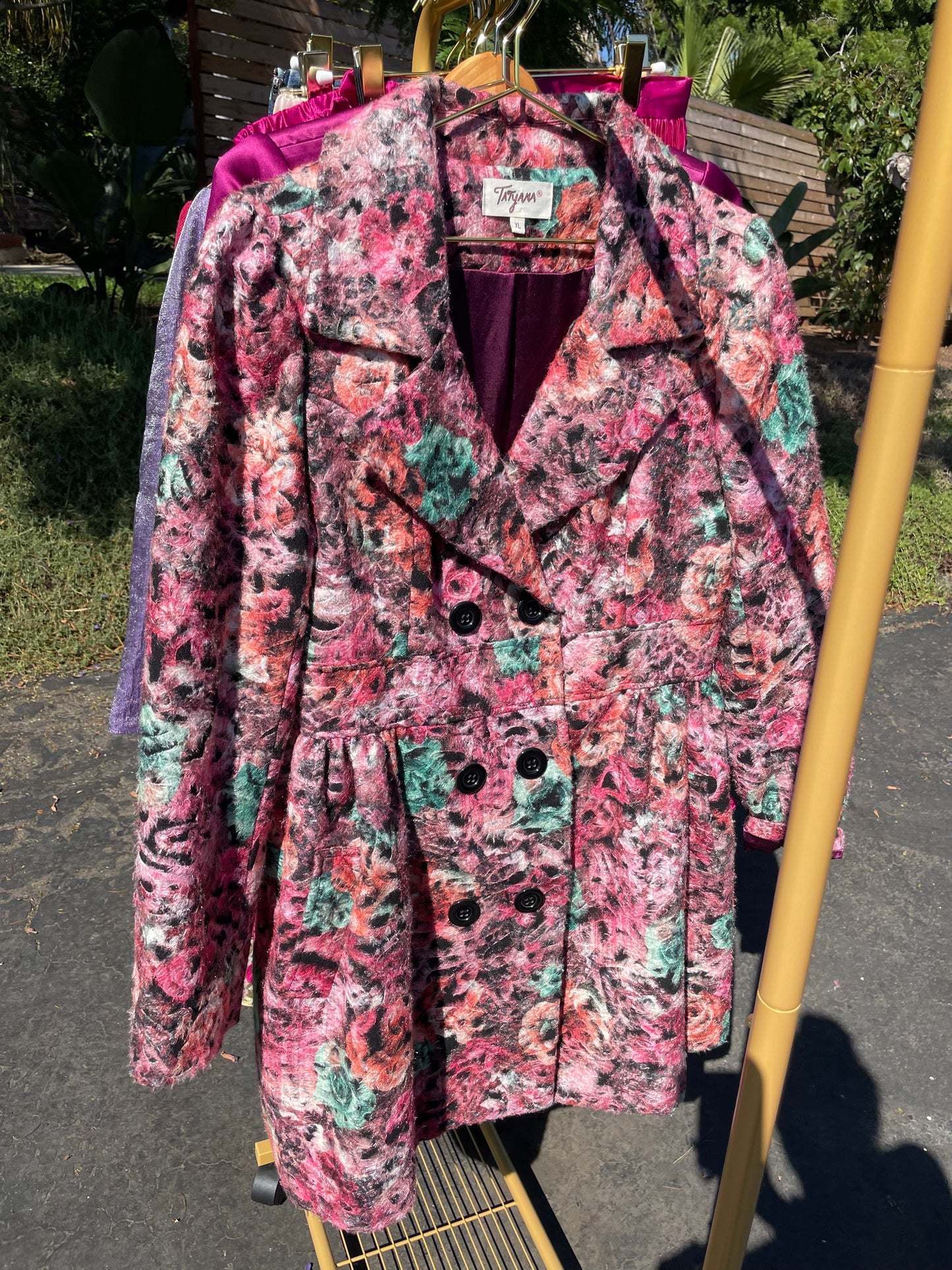 PORTER Wild Floral Double Button Tailor Waisted Coat size M-XL