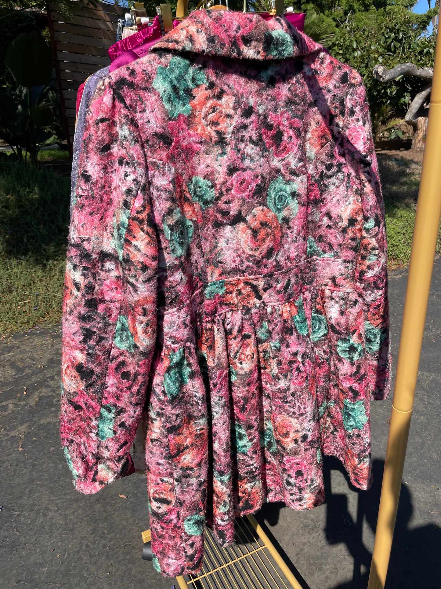 PORTER Wild Floral Double Button Tailor Waisted Coat size M-XL