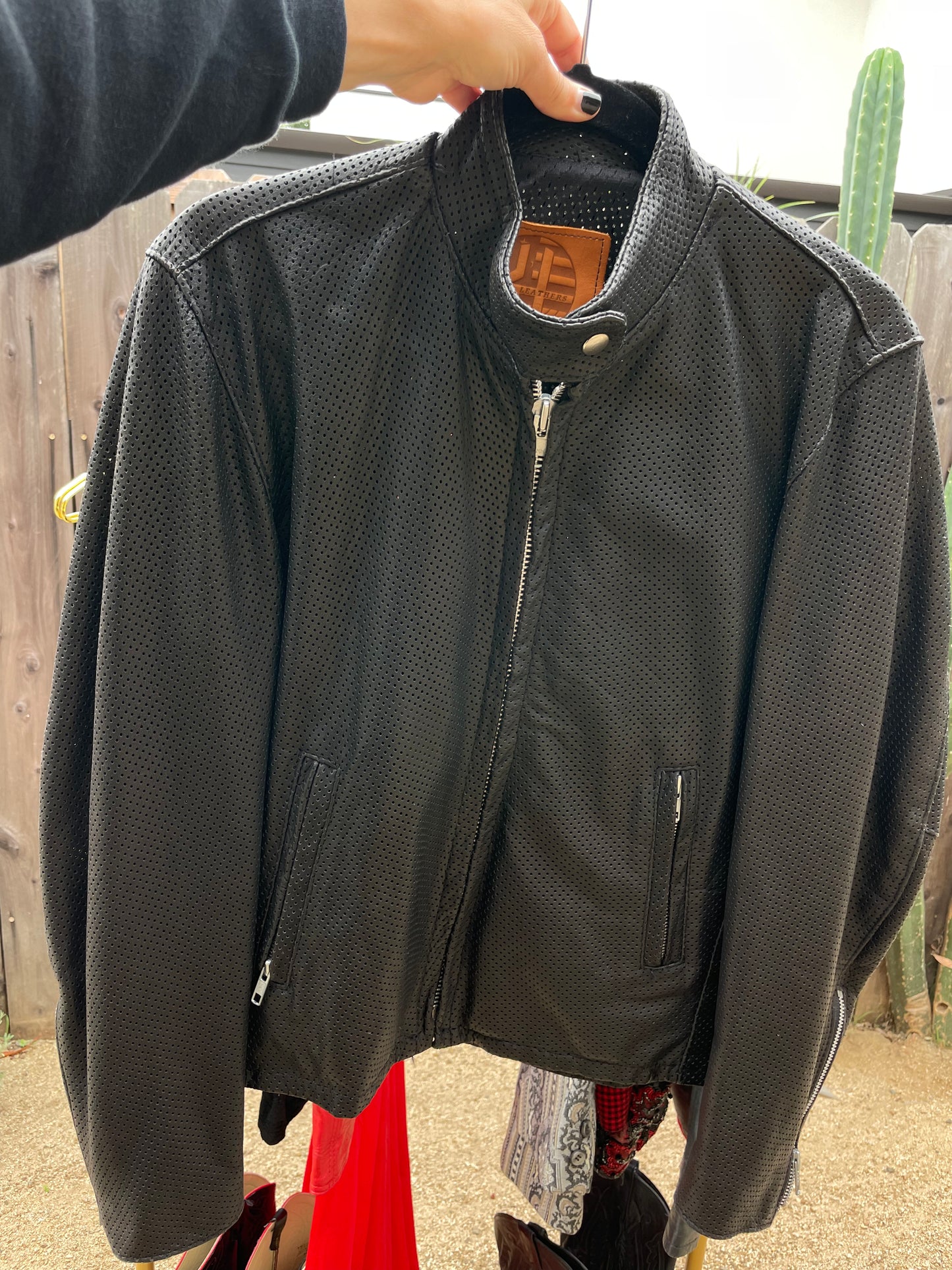 PORTER by Kerr Black Textured Leather Moto Jacket Size 6