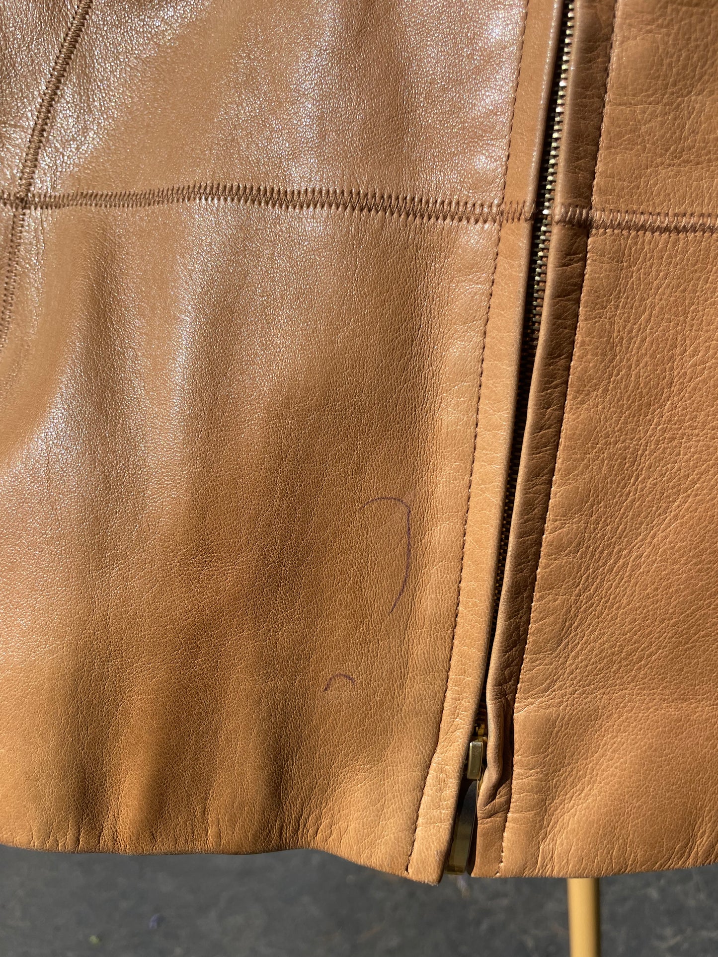 PORTER Buttery Light Tan Leather Fitted Jacket size S-M