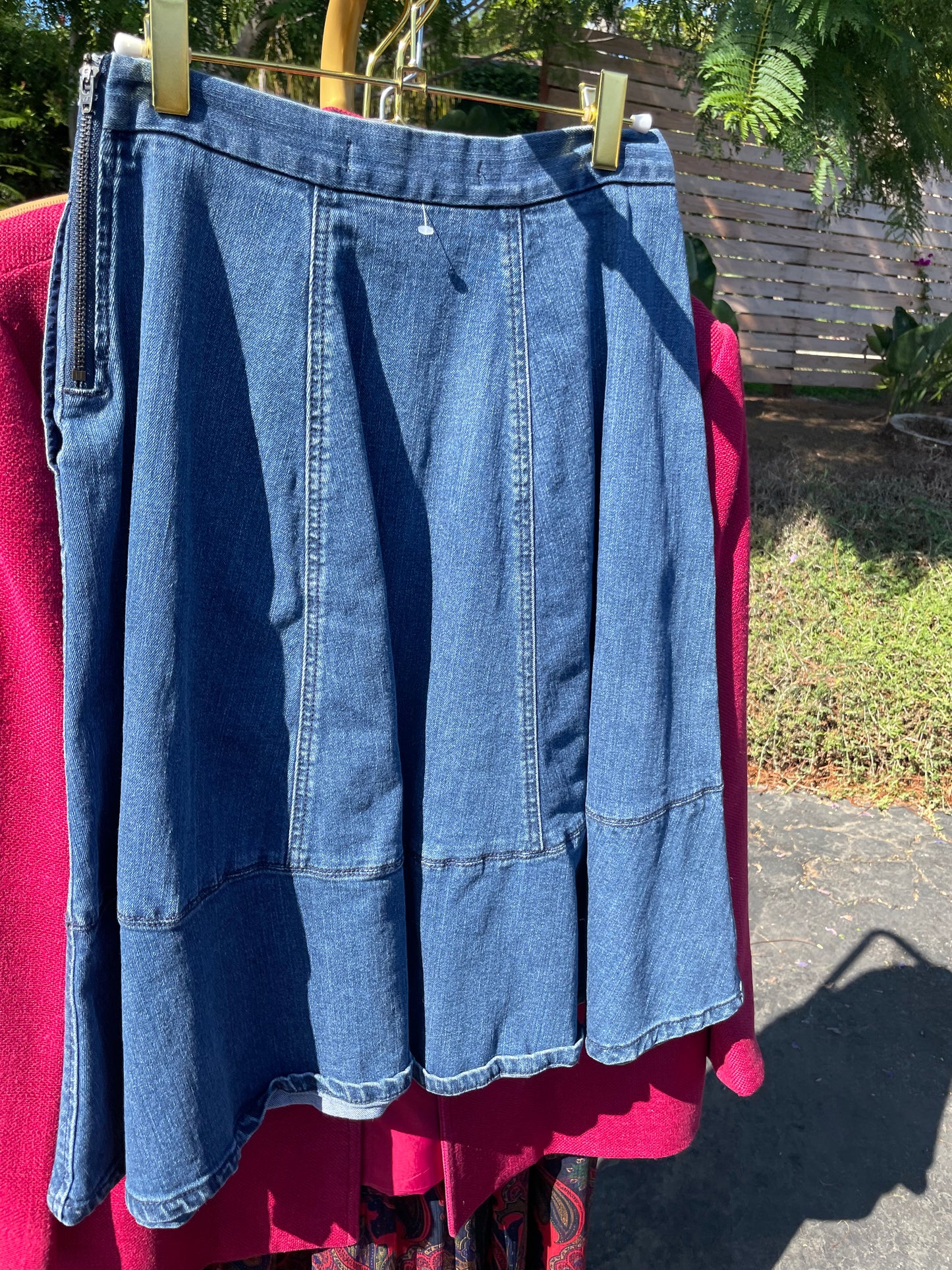 PORTER Flare Denim MIDI Skirt