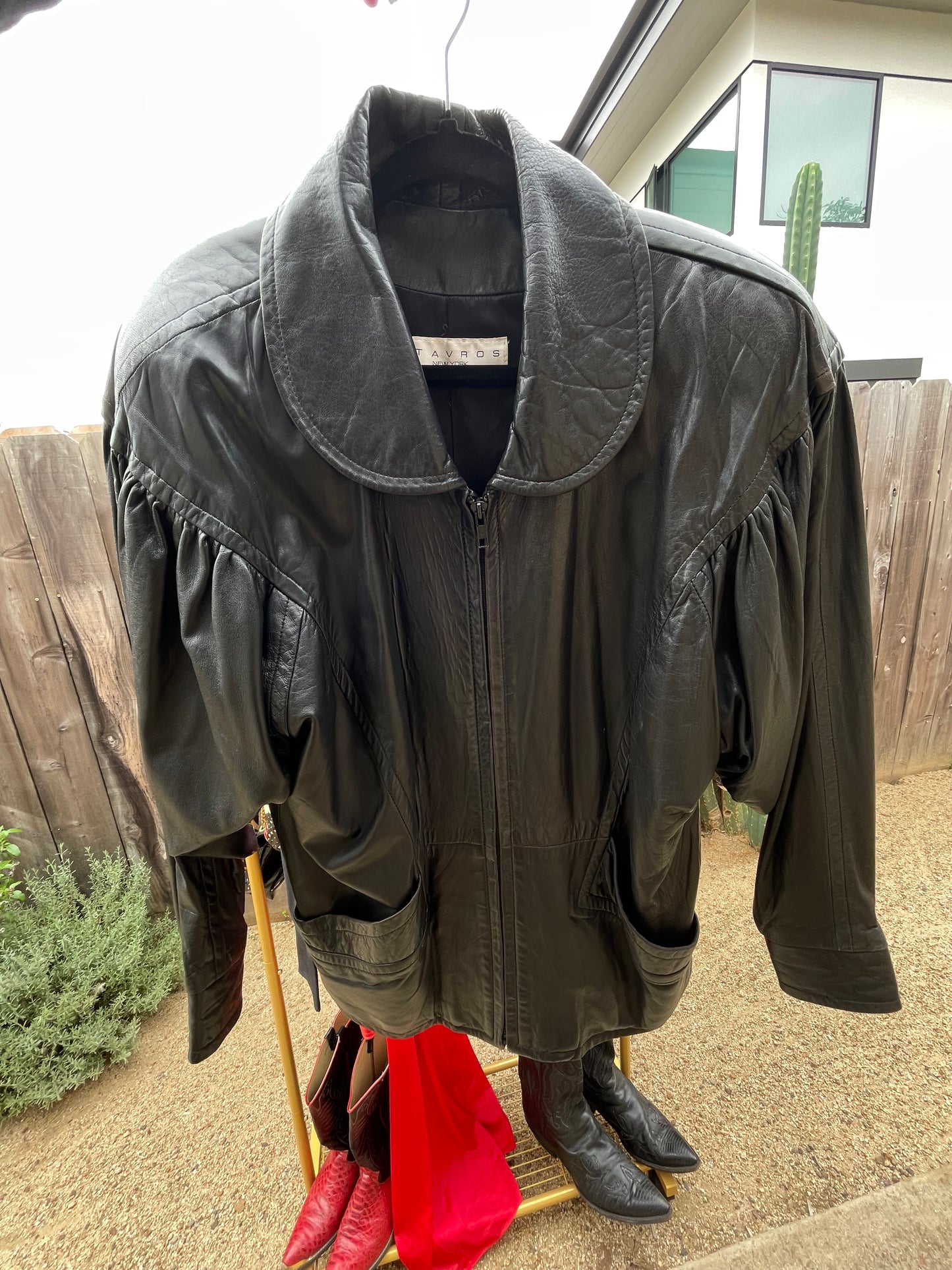 PORTER Black Leather Moto Jacket with Shoulder Pads Size 4