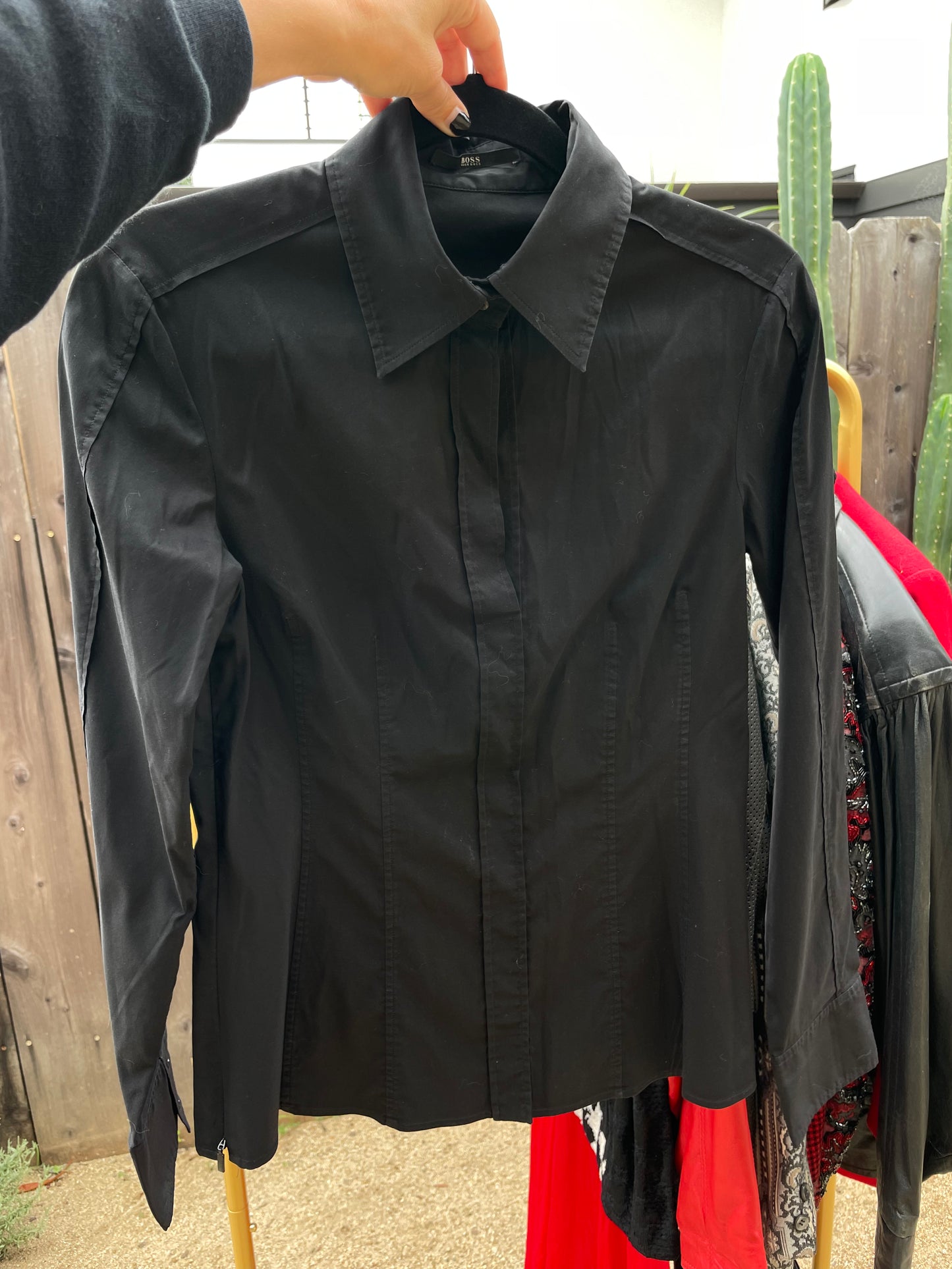 PORTER by Hugo Boss Black Side Zip Shirt Size S