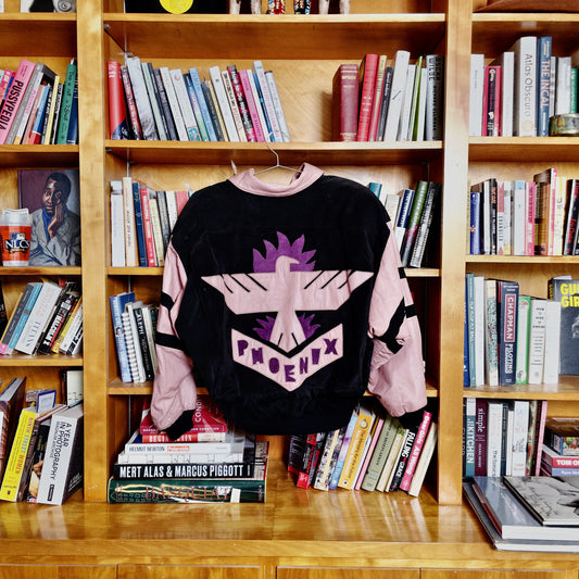 PORTER Leather Bomber Jacket with Pink Phoenix Detail