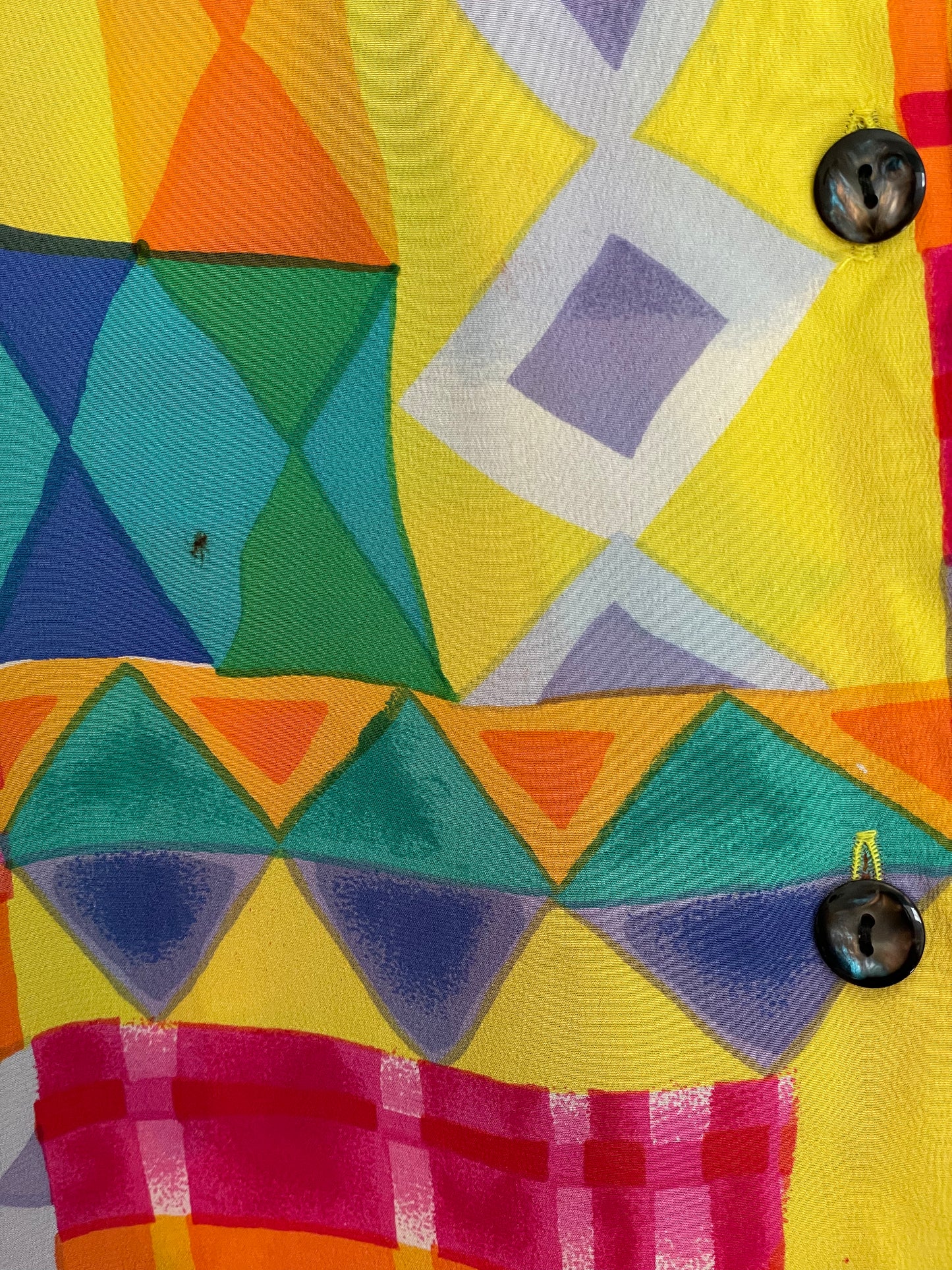 PORTER Geometic Strikingly Colorful 100% Silk Blouse