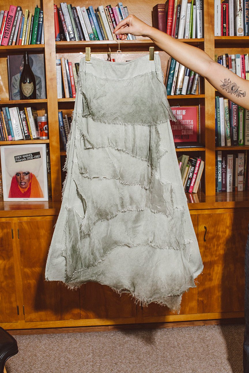 PORTER Tiered Ombre Green Skirt