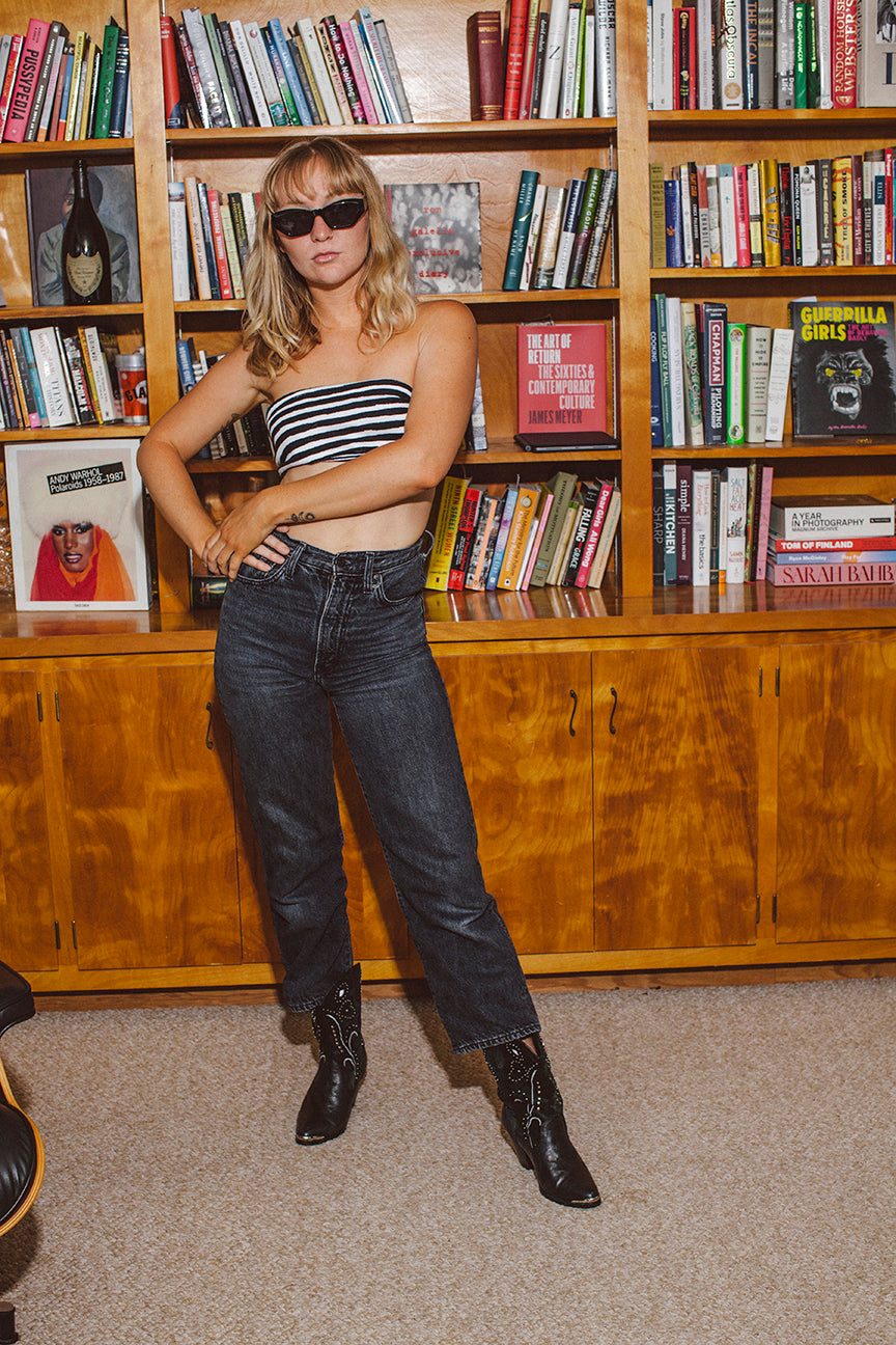 PORTER Black with Silver Tip Leather Cowgirl Boots