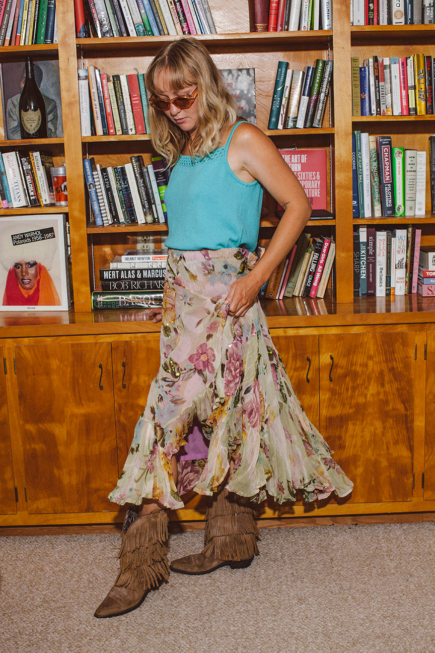 PORTER Brown Fringe All Leather Calf Cowboy Boots