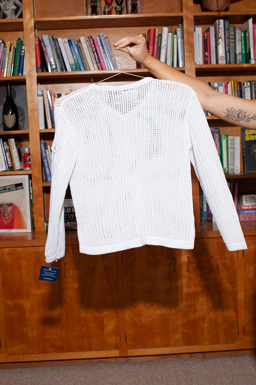 PORTER See Through Knited Petite 100% Cotton Size Small Long Sleeve Shirt