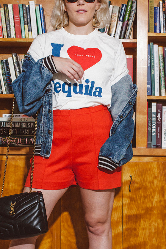 PORTER Red High Waisted Shorts Size Medium