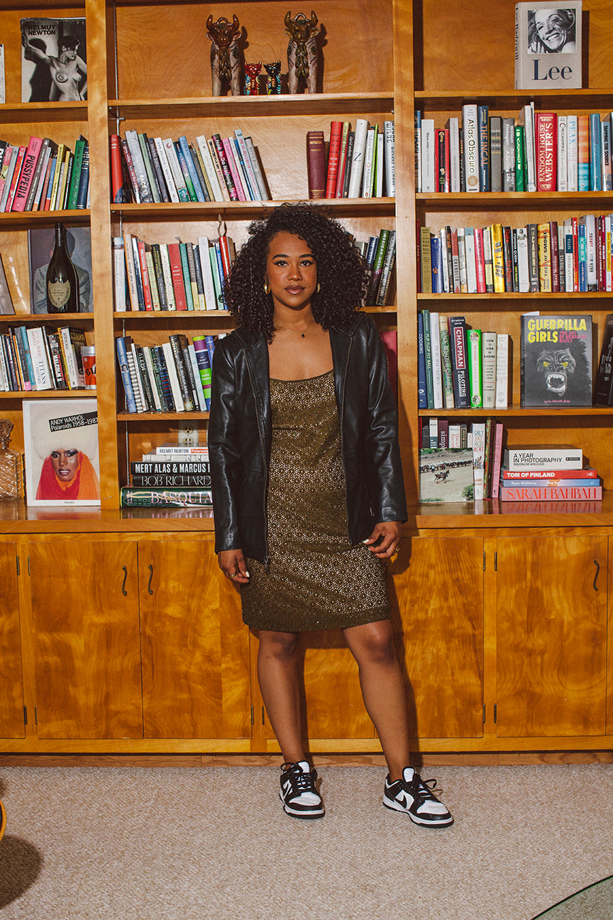 PORTER Dark Green Beaded Dress