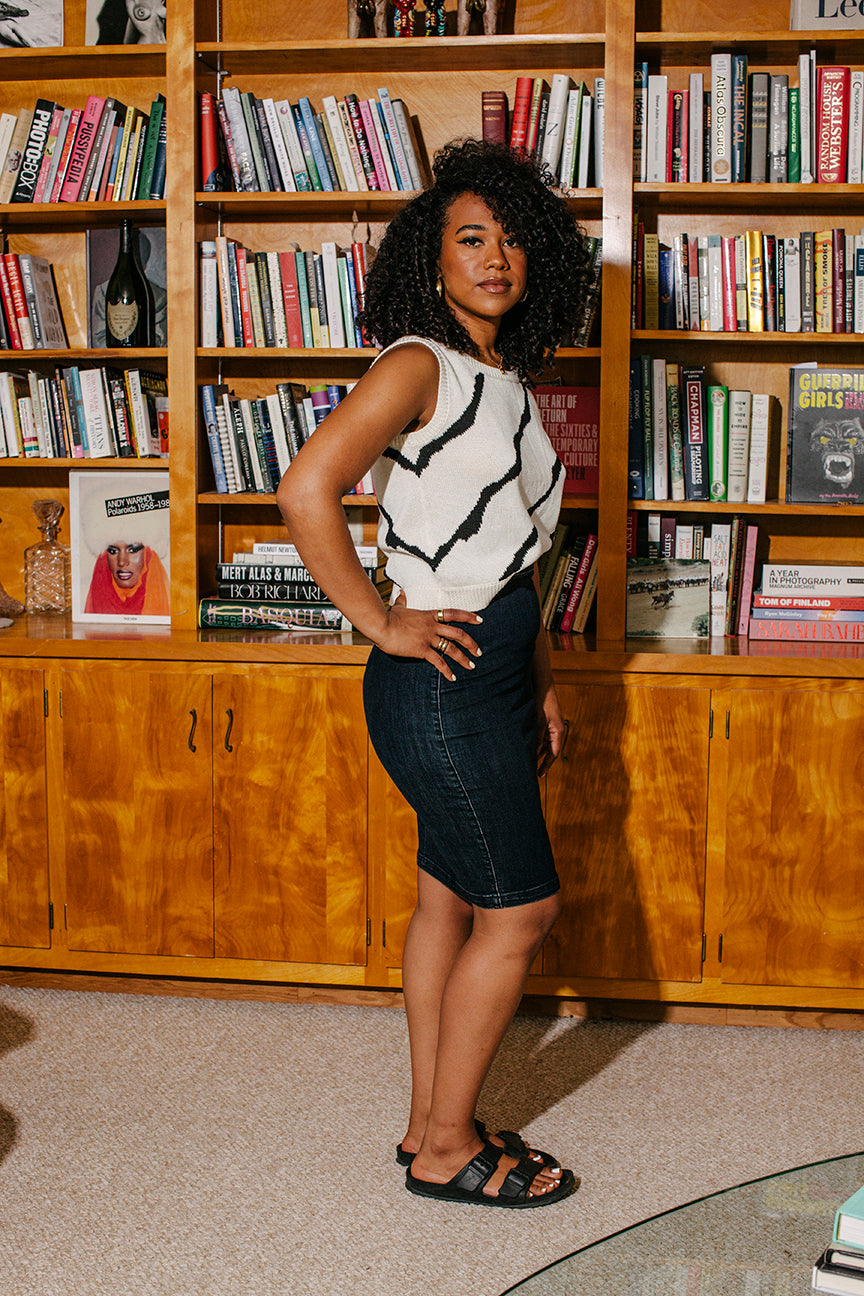 PORTER Tight Stretchy Dark Y2K Denim Skirt