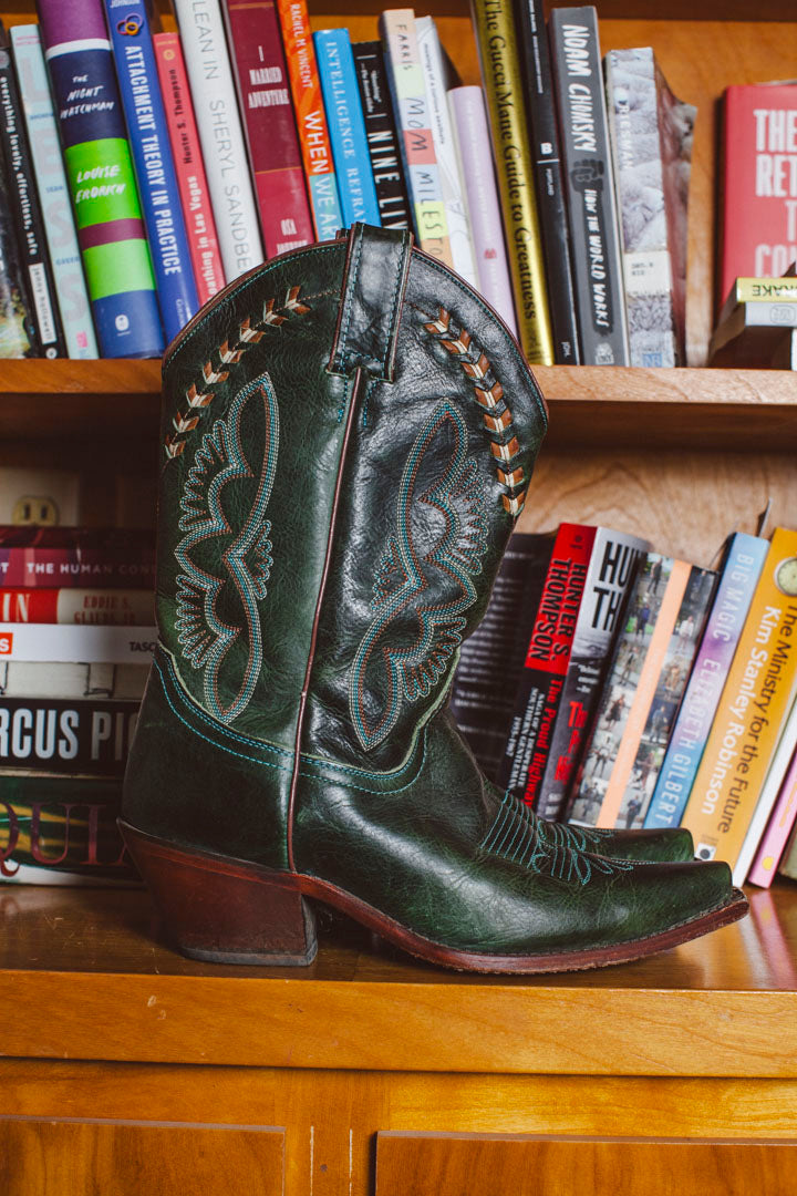 PORTER Cowboy Boots in Forrest Green size 8 1/2 B