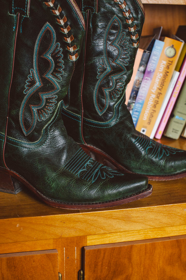 PORTER Cowboy Boots in Forrest Green size 8 1/2 B