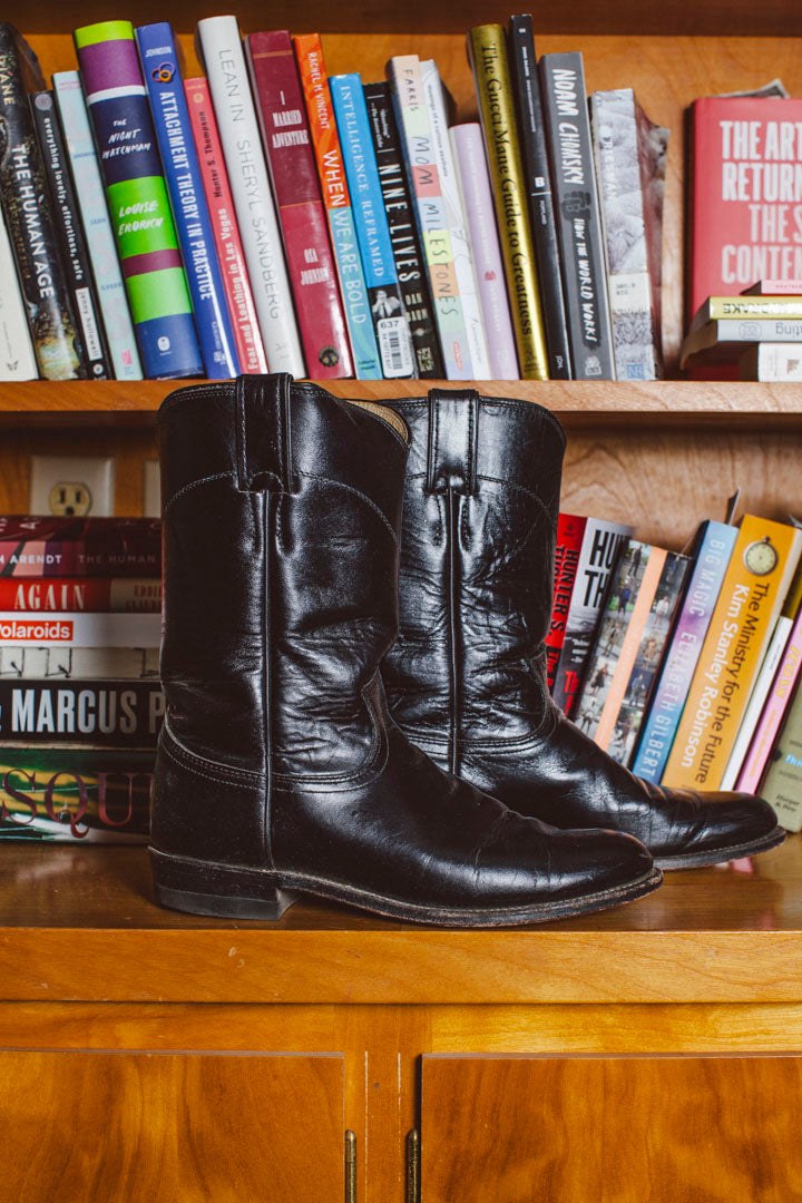 PORTER Sleek Black Roping Cowgirl Boots