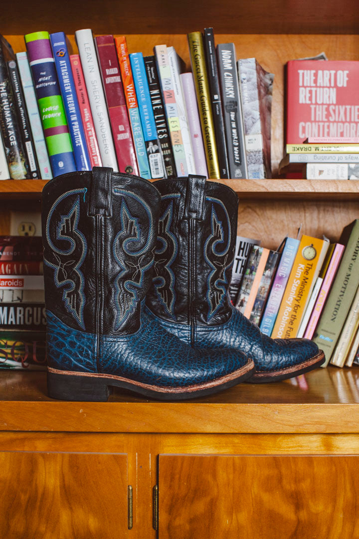 PORTER Meet Me At Dusk Aqua and Black Cowboy Boots