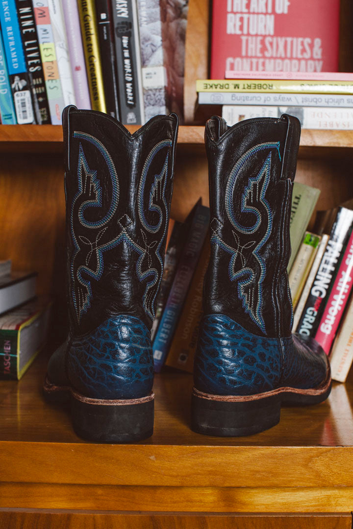 PORTER Meet Me At Dusk Aqua and Black Cowboy Boots
