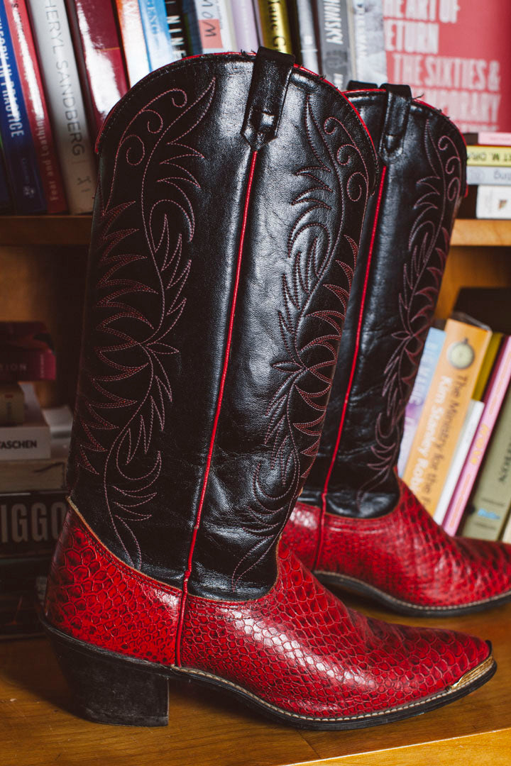 PORTER Rocket Red with Gold Tip Cowboy Boots