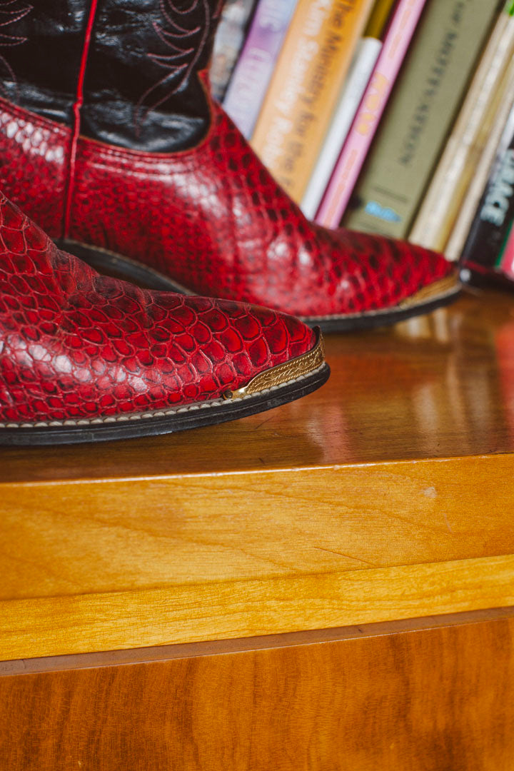 PORTER Rocket Red with Gold Tip Cowboy Boots