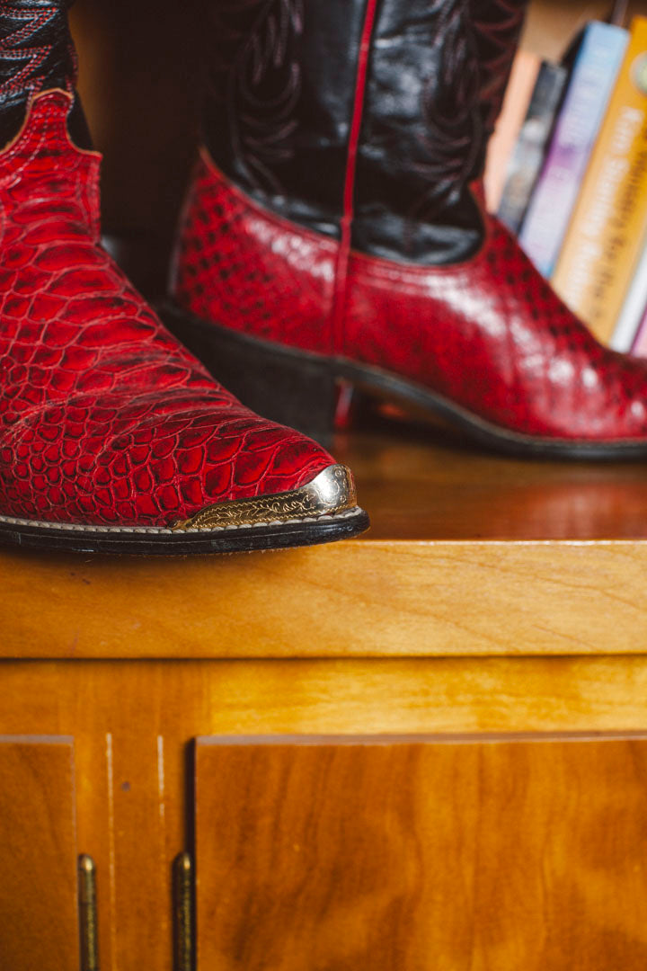 PORTER Rocket Red with Gold Tip Cowboy Boots
