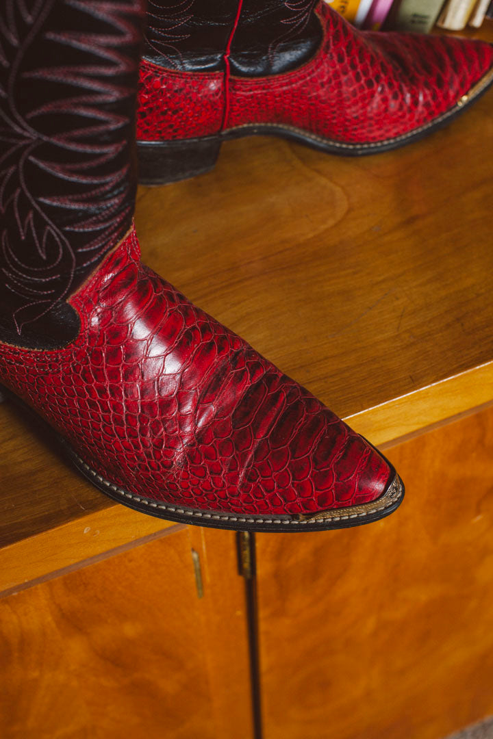 PORTER Rocket Red with Gold Tip Cowboy Boots