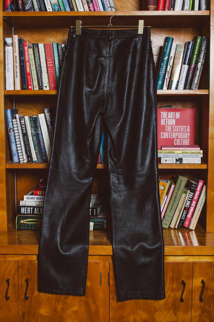 PORTER Genuine Black Leather Straight Leg Pants High Waisted size 4