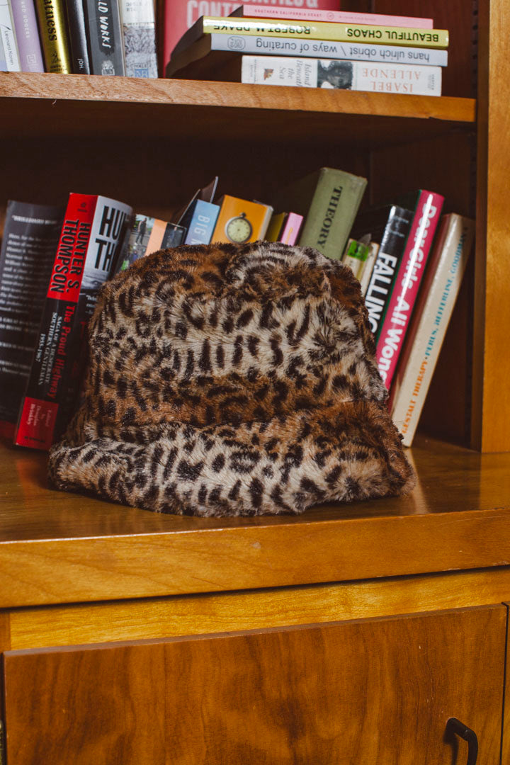 PORTER Faux Leopard Fur Bucket Hat size M