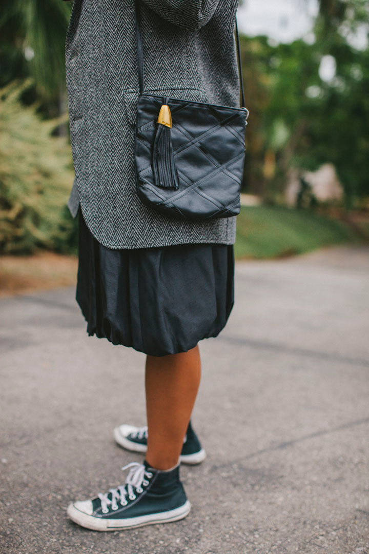 PORTER Black Leather Purse or Crossbody with Cross Design by Sharif