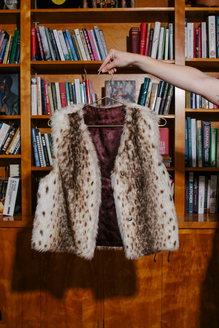PORTER Animal Print Fur Vest