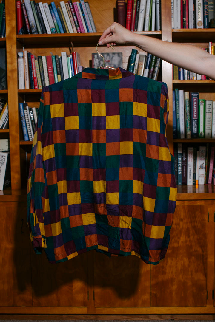PORTER Styleworks Checkered Silk Blouse