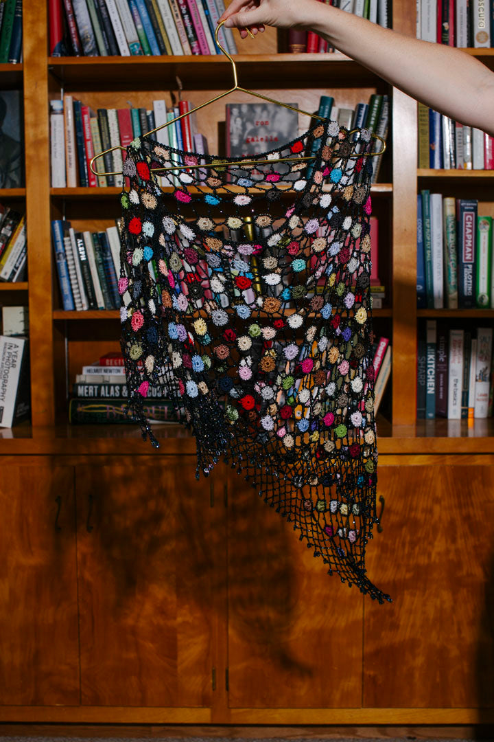 PORTER Collectable Hand Crotchet Beaded Shawl Color Burst size s-m