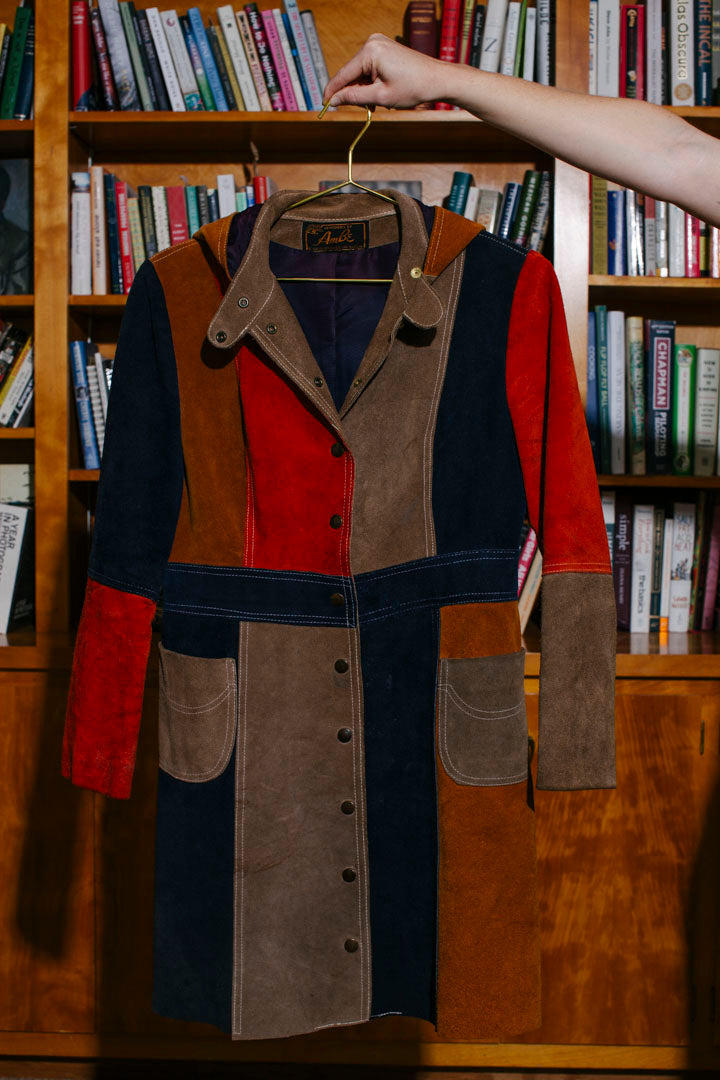 PORTER Collectable Multi-Colored Leather Hooded Boho Jacket Size S