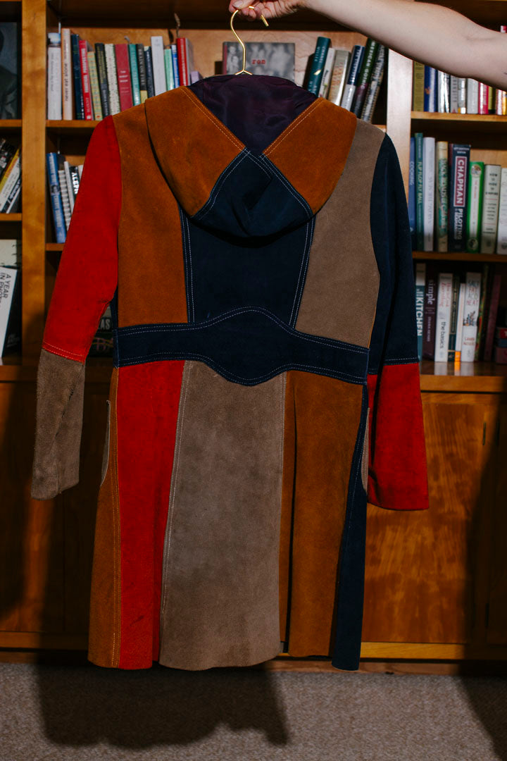 PORTER Collectable Multi-Colored Leather Hooded Boho Jacket Size S