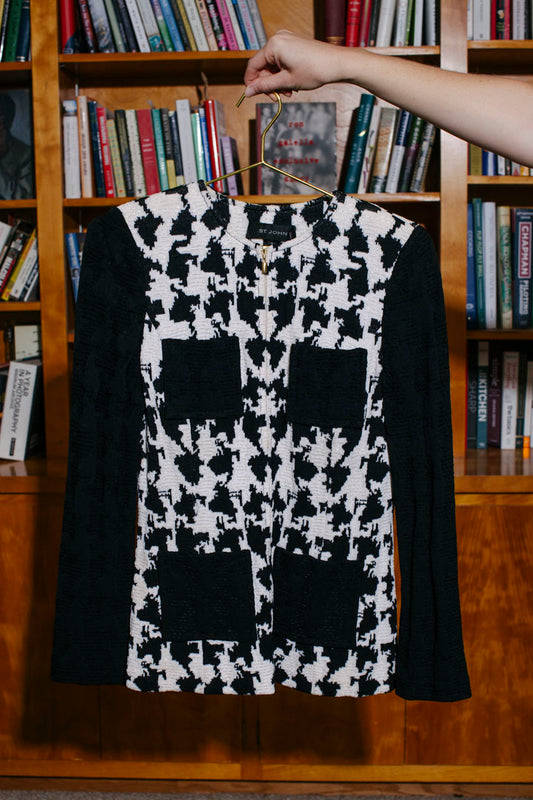 PORTER by St John Zip Up Black and White Checkered Jacket Size 4