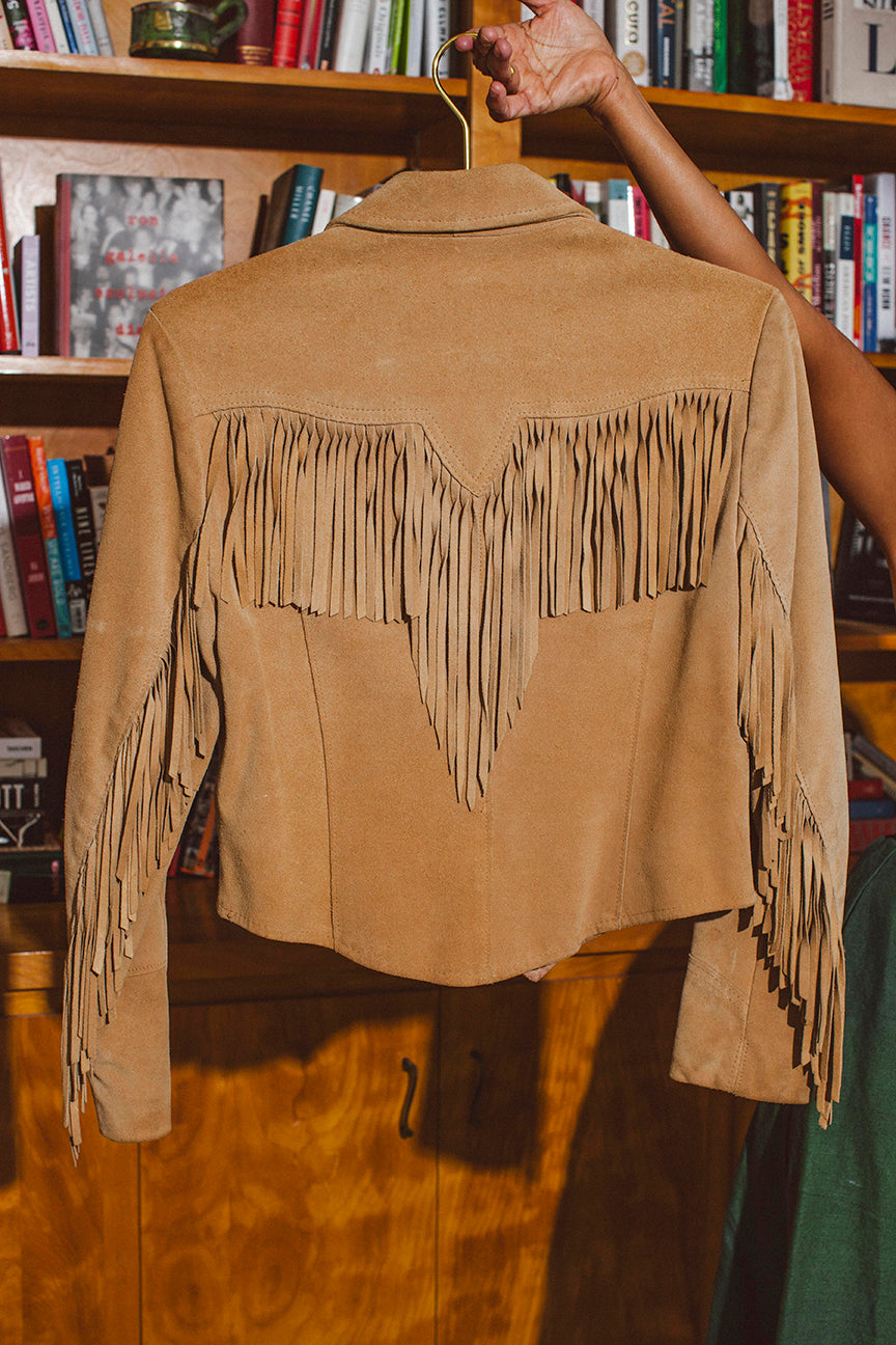 PORTER Light Tan Leather Fringe Jacket