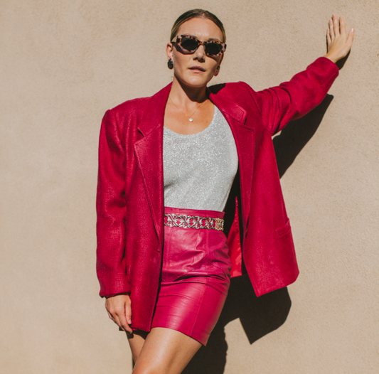 PORTER HAWT Pink Leather Skirt Size Small