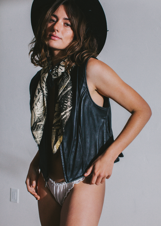 PORTER Soft Black Lambskin Leather Vest Size M