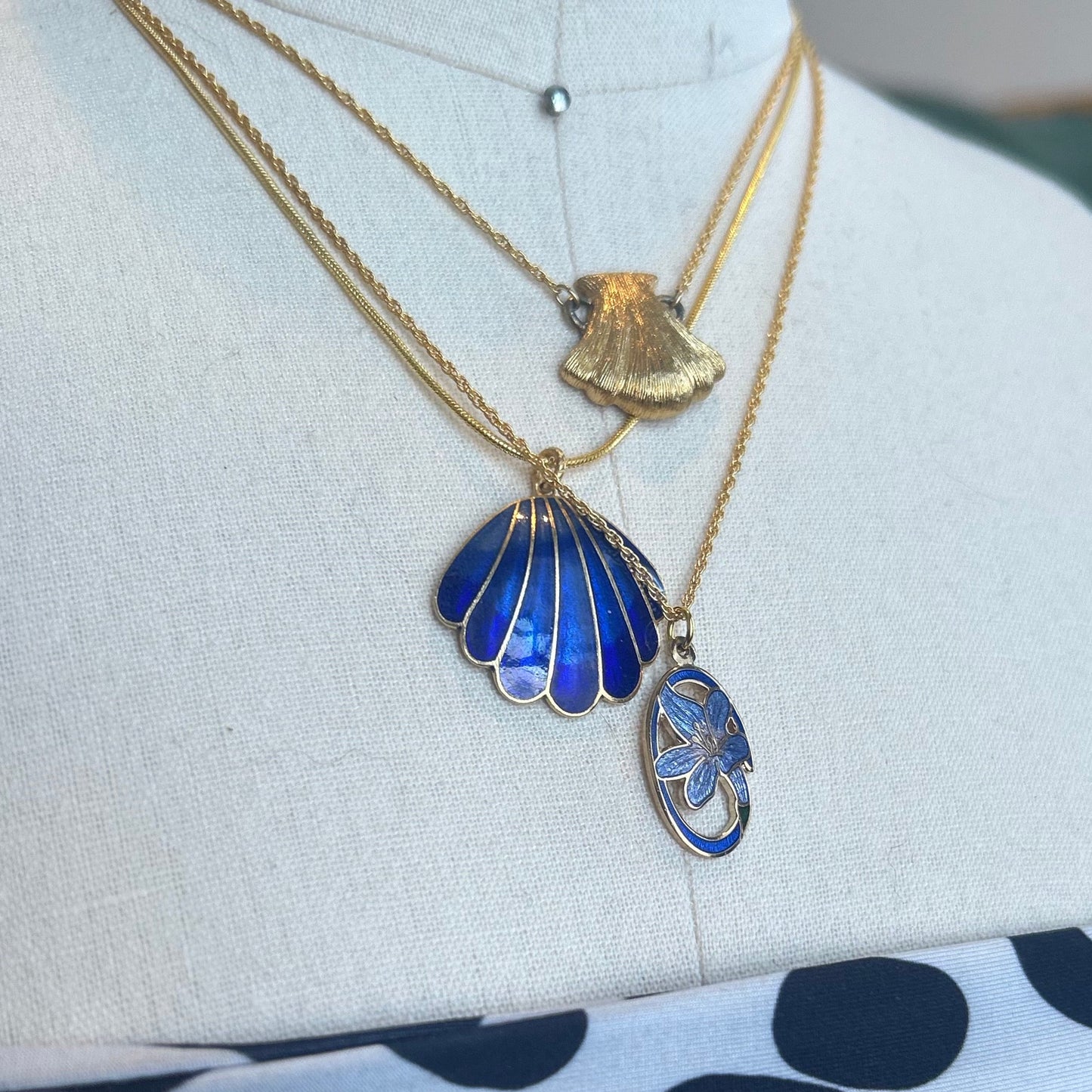 Vintage Enamel Iris Pendant