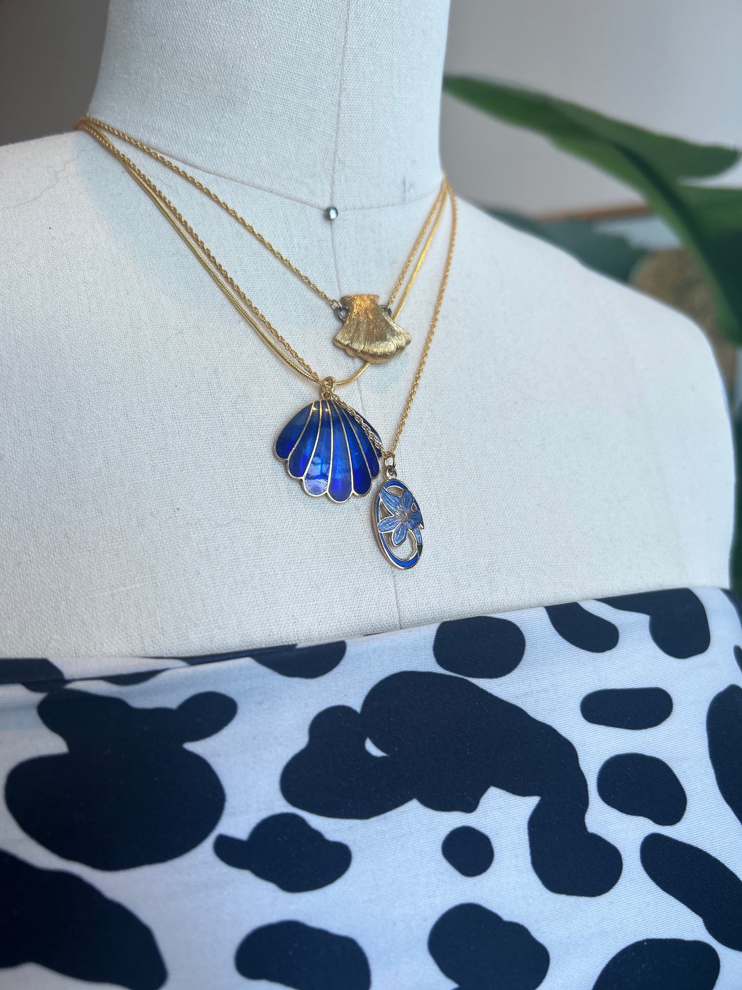 Vintage Enamel Iris Pendant