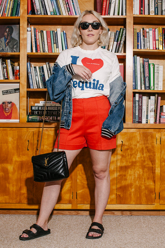 PORTER Red High Waisted Shorts Size Medium