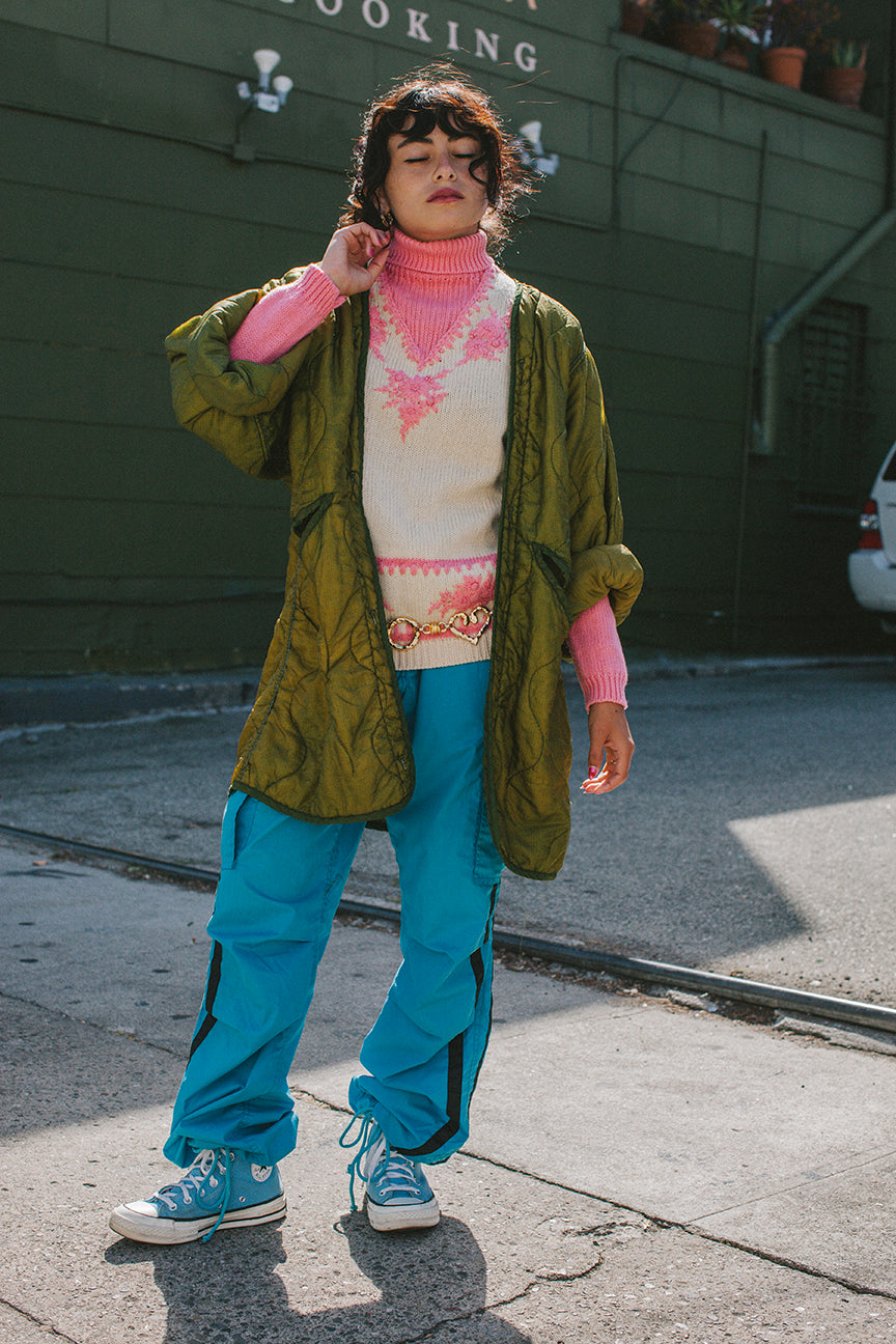 PORTER Over-dyed Olive Green Military Liner Jacket Size M