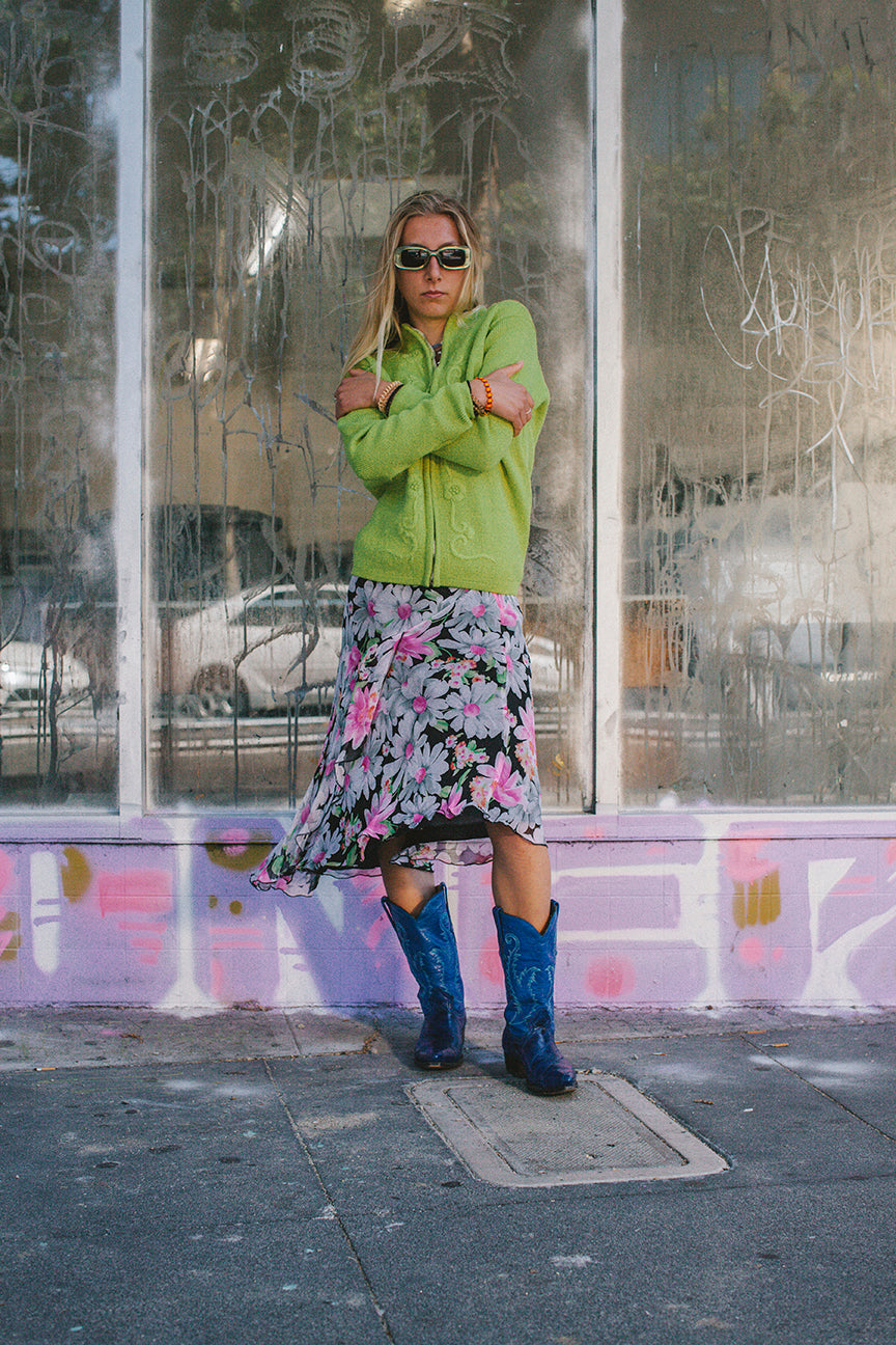 PORTER Green Not-your-grandmothers Sweater Full Zip Cardigan Size S-L