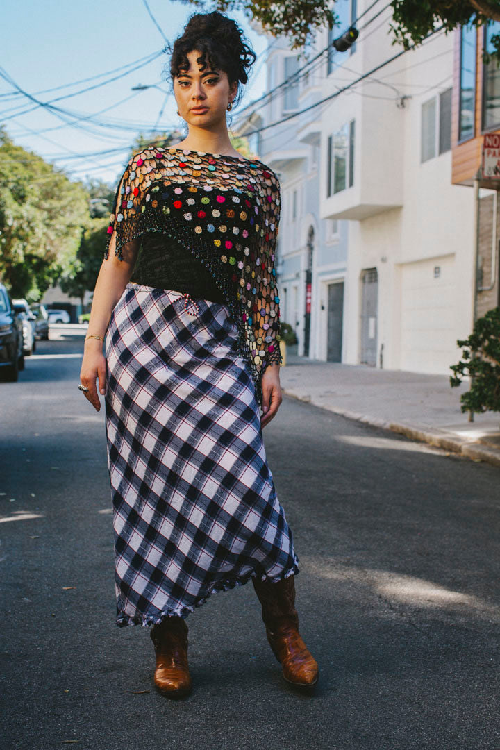 PORTER Collectable Hand Crotchet Beaded Shawl Color Burst size s-m