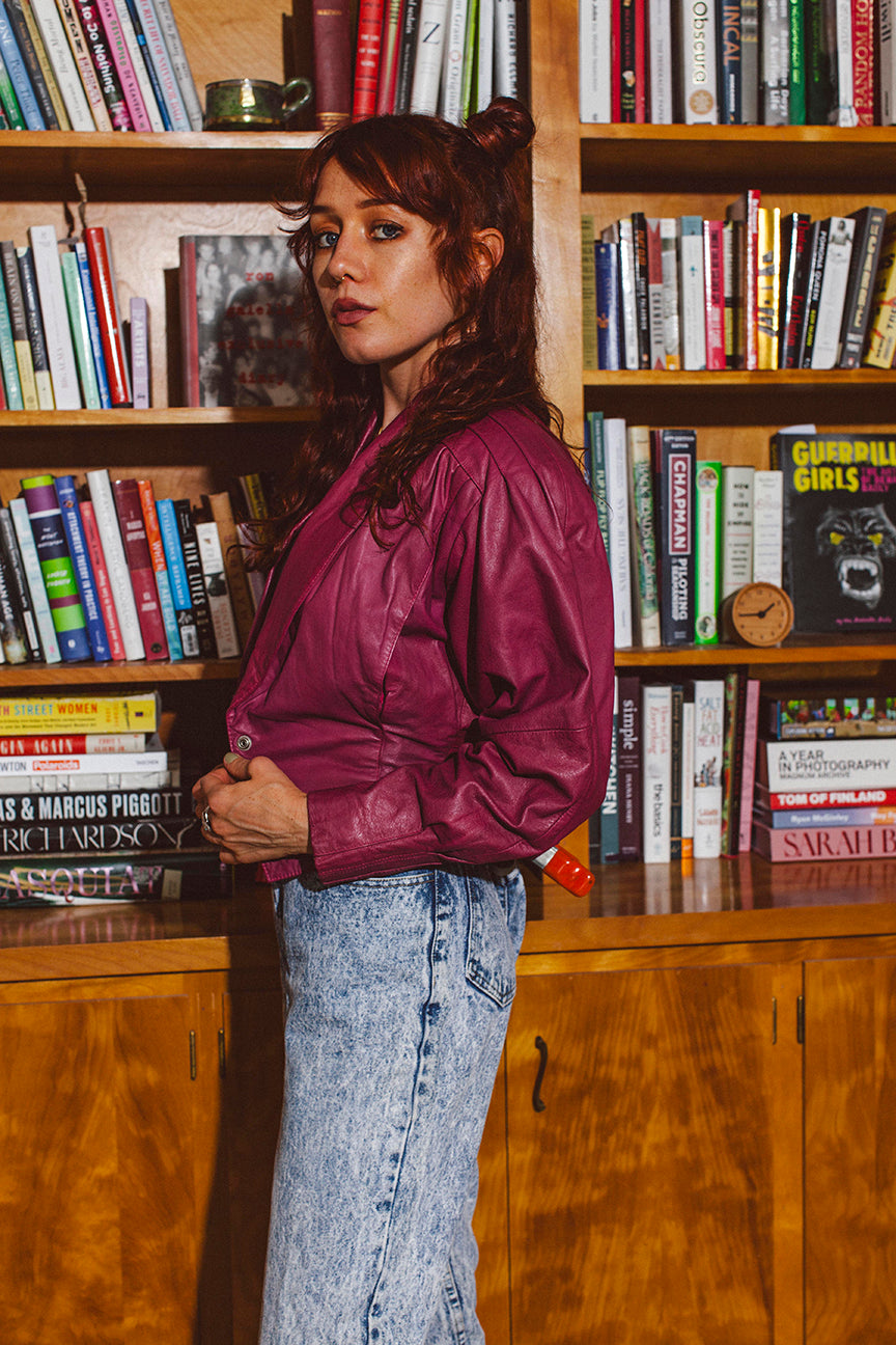 PORTER Pink Leather 90s Cropped Jacket