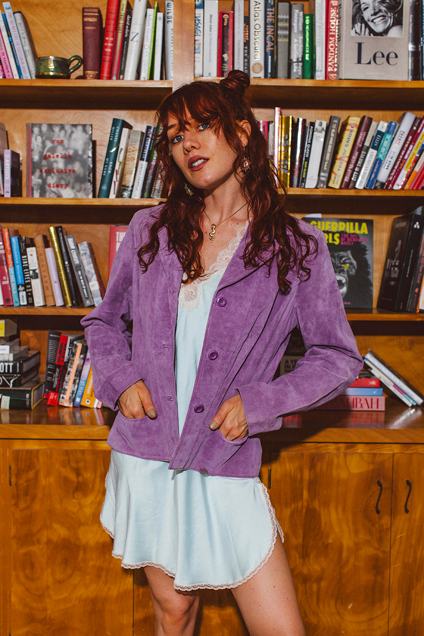 PORTER Blue Silky with White Lace Trim Slip Dress